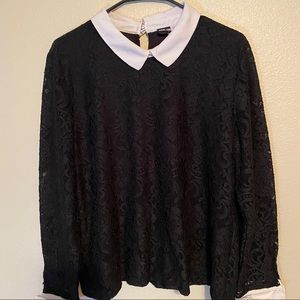 Karl Lagerfield Lace Black Shirt Satin Collar.